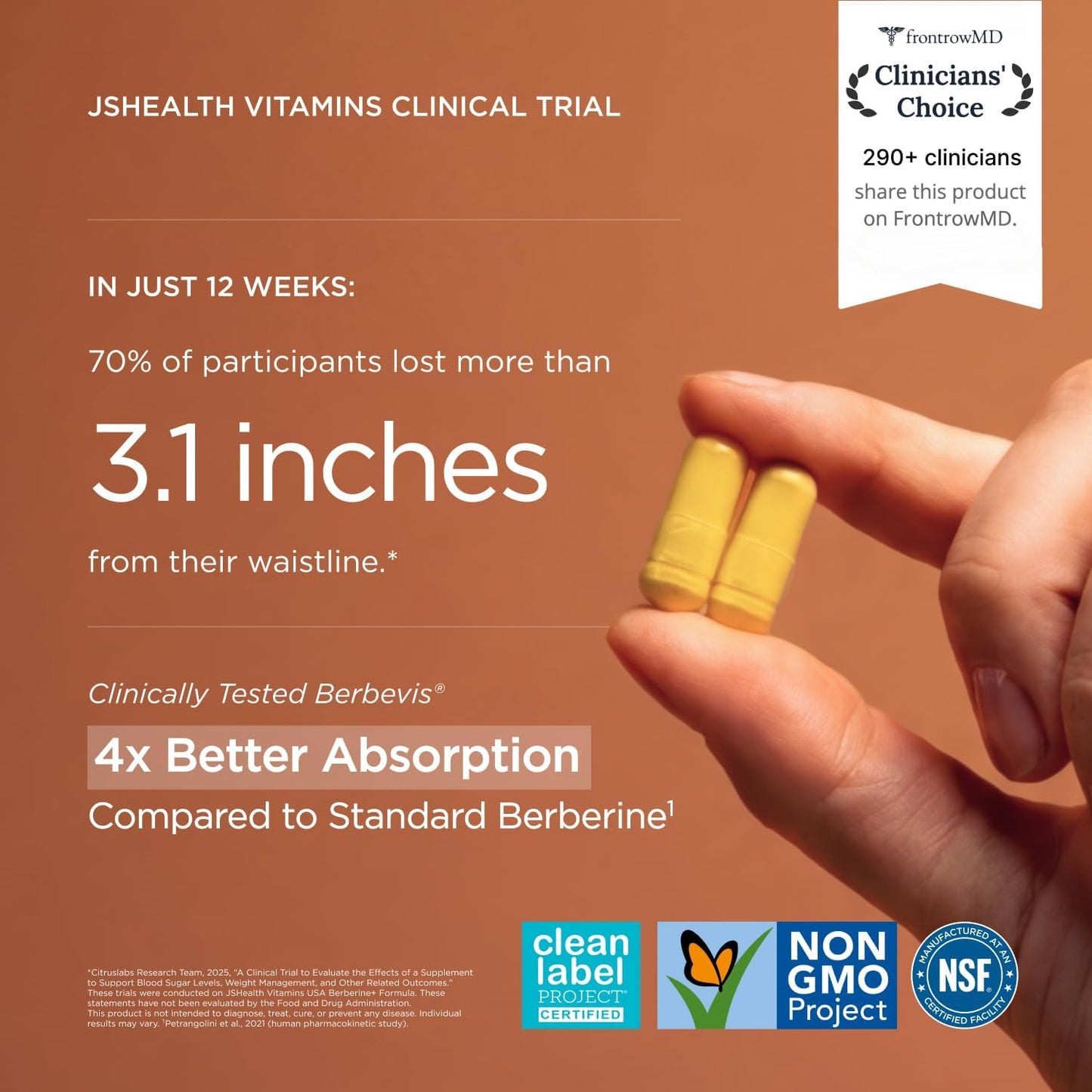 JSHealth Berberine Supplement with Berbevis for Metabolic Health Support. Higher Strength for Blood Sugar Already in the Normal Range and Body Composition. By Nutritionist Jessica Sepel (60 Capsules)