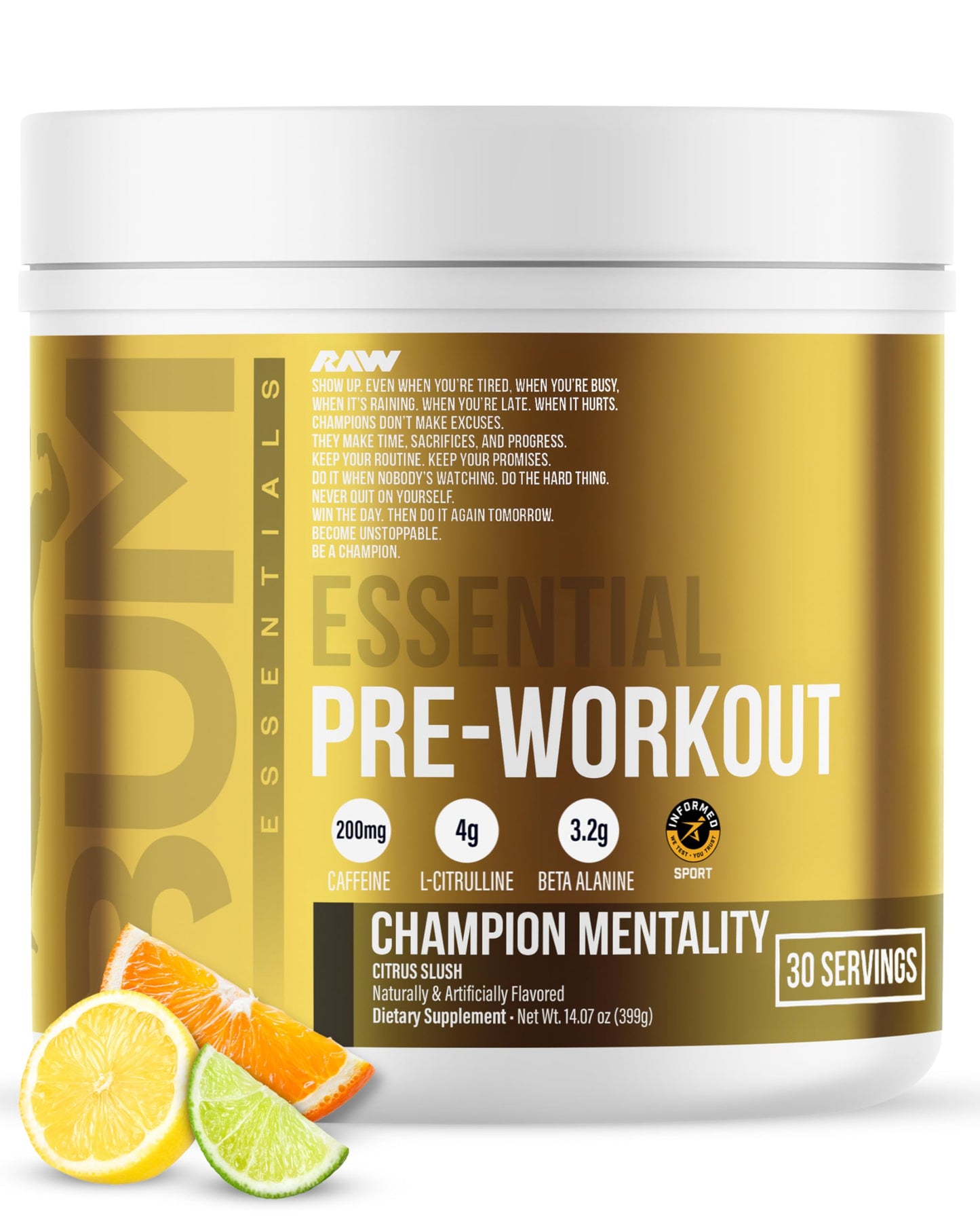 RAW Nutrition - Essential Pre - Chris Bumstead Pre Workout Formula, Sports Nutrition Pre-Workout Powders | Men & Womens Drink, Energy Powder for Working Out (Blue Raspberry)