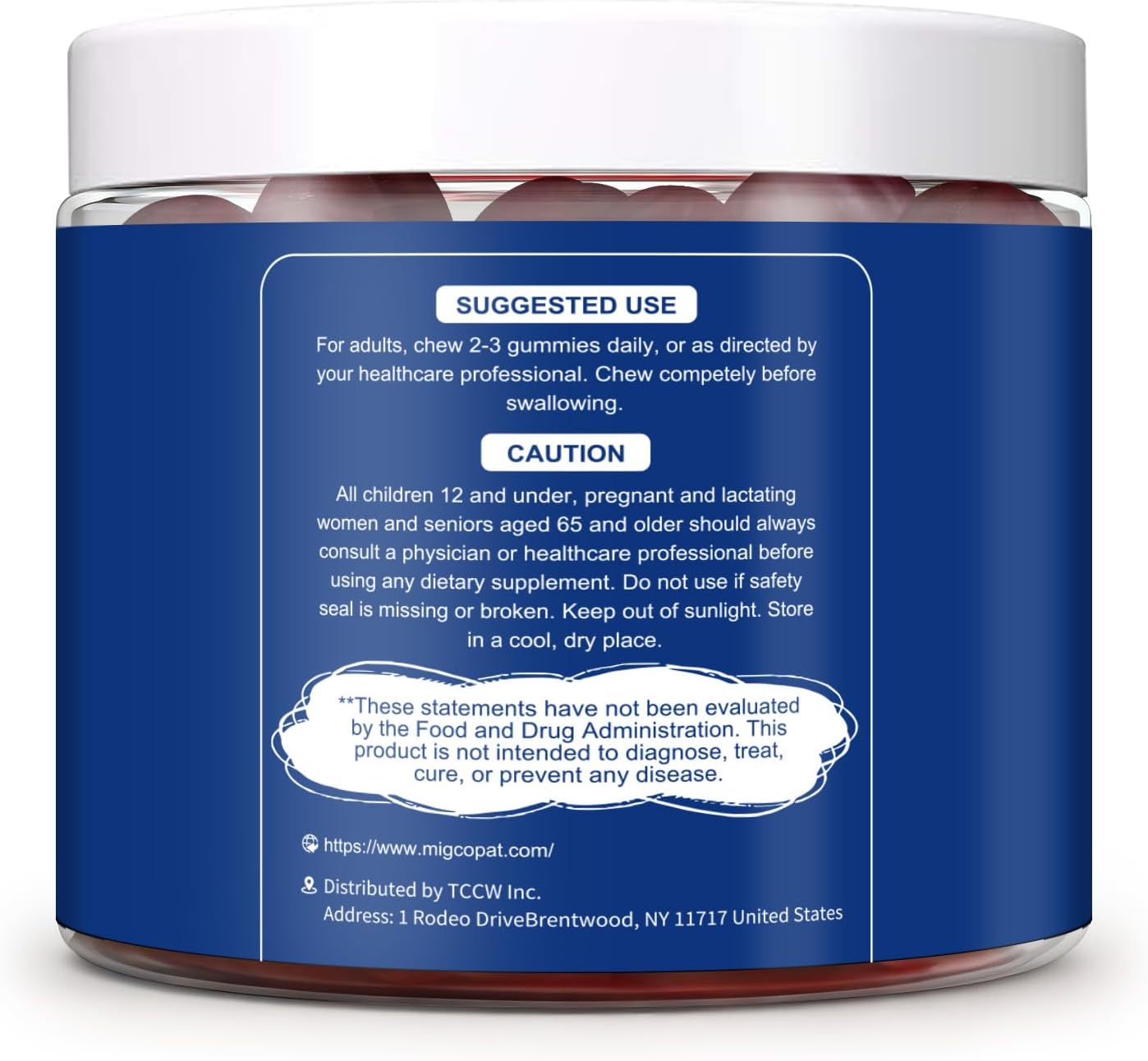 Migcopat 10G Fiber Gummies with Biotin, Collagen Peptides, Keratin, Vitamin C, E - Fiber Supplements with 30 Billion CFU Probiotics, Inulin, ACV for Digestive Health & Skin, Hair & Nails, 60 Cts