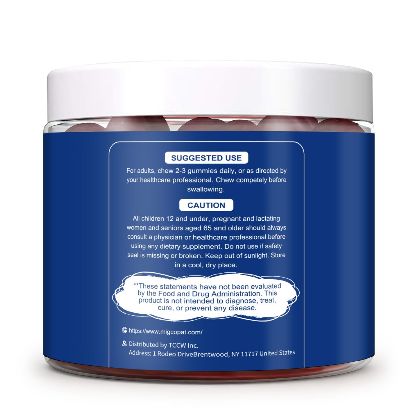 Migcopat 10G Fiber Gummies with Biotin, Collagen Peptides, Keratin, Vitamin C, E - Fiber Supplements with 30 Billion CFU Probiotics, Inulin, ACV for Digestive Health & Skin, Hair & Nails, 60 Cts