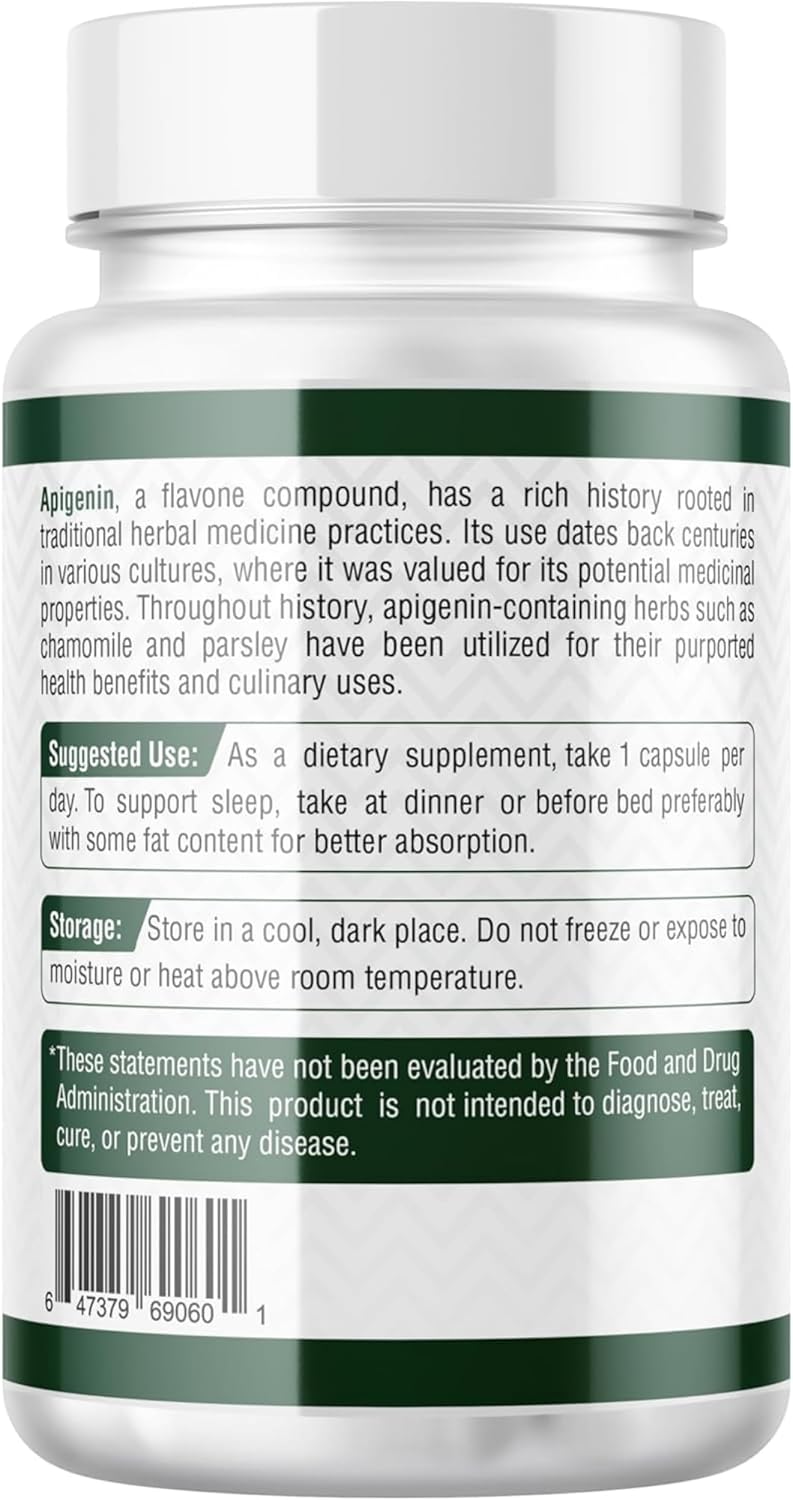 Probase Nutrition Ultimate Apigenin Capsules 50mg - Non-GMO, Vegan, Gluten Free - 4 Month Supply - Herbal Relaxation Support Formula