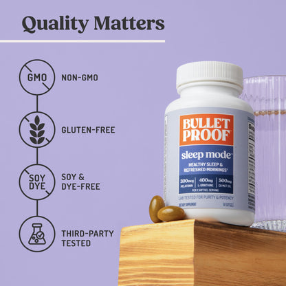 Bulletproof Sleep Mode Softgels, 60 Count, Supplement with Brain Octane C8 MCT Oil to Support Sleep