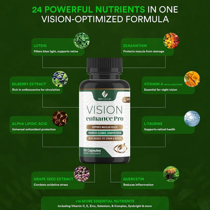 Vision Enhance Pro Eye Wellness Supplement with Lutein, Zeaxanthin & Botanical Extracts | Supports Daily Eye Wellness & Visual Comfort | 60-Day Supply