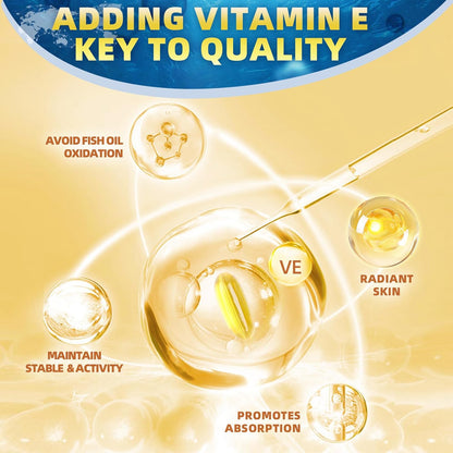 Triple Omega 3-6-9 Fish Oil 2000mg with Vitamin E - EPA & DHA Fatty Acids Supplement - Supports Heart, Brain, Eye, Joint, Skin & Immune Health - Includes Flaxseed & Borage, Non-GMO, 120 Softgels