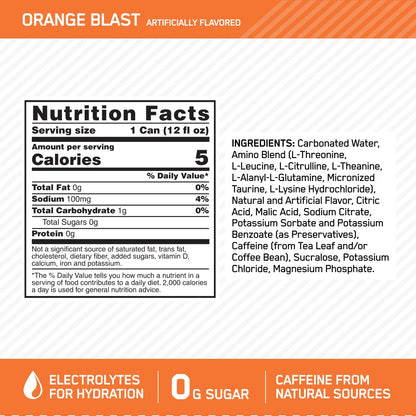 Optimum Nutrition Amino Energy Sparkling Hydration Drink, Electrolytes, Caffeine, Amino