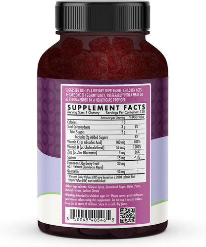Super Immune Elderberry Gummies, Zinc & Vitamin C, Non-GMO, 60ct