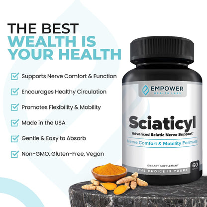 Sciaticyl – Nerve Support Supplement with B1, B6, B12, Magnesium, NAC, ALC & Alpha Lipoic Acid – Supports Nerve Function, Mobility, Comfort & Circulation – 60 Capsules