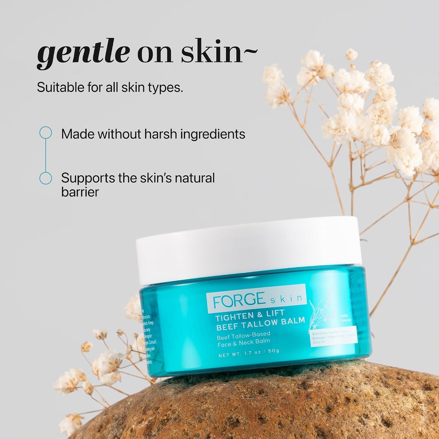 Forge Skin Tighten & Lift Balm for Women - Beef Tallow & Honey Extract Face Moisturizer - Natural Cream - Hydrating Facial Lotion - Anti Aging Skincare with Essential Oils (1.7 OZ)