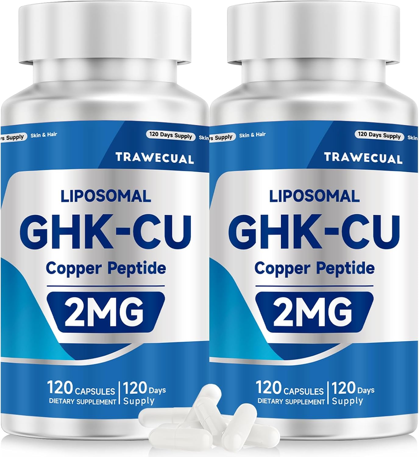 GHK-Cu Peptide – High-Purity GHK-Cu with Liposomal Delivery for Hair & Skin Support – 120 Caps.2 Pack