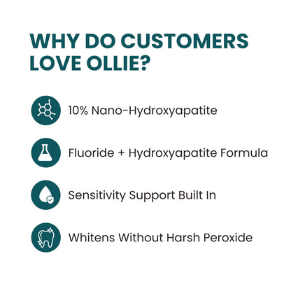 Ollie Toothpaste with Fluoride, 10% Nano Hydroxyapatite, Fresh Mint, 1 Pack