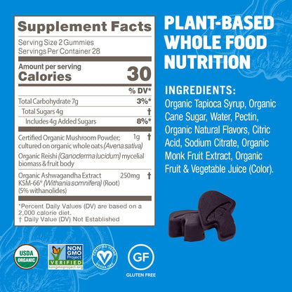 OM MUSHROOM SUPERFOOD Master Blend Mushroom Gummies – Organic 10-Mushroom Complex with Ashwagandha – Supports Immunity, Gut Health & Stress Relief – Mixed Berry Flavor – 28 Servings, 56 Count.