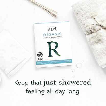 Rael Body Wipes, Organic Cotton Wipes for Women - Unscented Body Wipes, Individually Wrapped