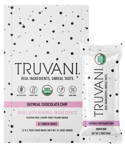 Truvani Plant Based Snack Bars | Variety | 12 Pack | Vegan | 5-8g Protein | USDA Organic and Vegan | Dairy, Soy, and Gluten Free | Individually Wrapped