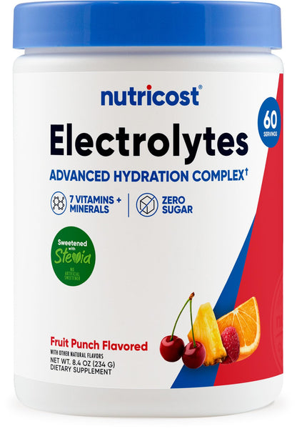 Nutricost Electrolyte Complex Powder (120 Servings, Fruit Punch) | Hydration Supplement Drink Mix with Vitamins and Minerals
