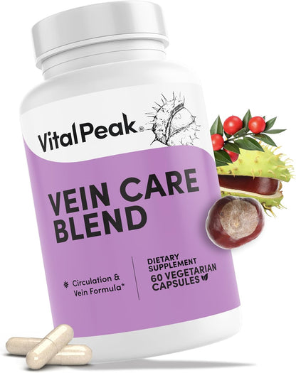 Vital Peak® Vein Care Blend | Circulation & Vein Support Supplements | Rutin, Horse Chestnut Extract, Butcher's Broom & Micronized Citrus Flavonoids, Vegetarian. 30 Days Supply. 60 Capsules