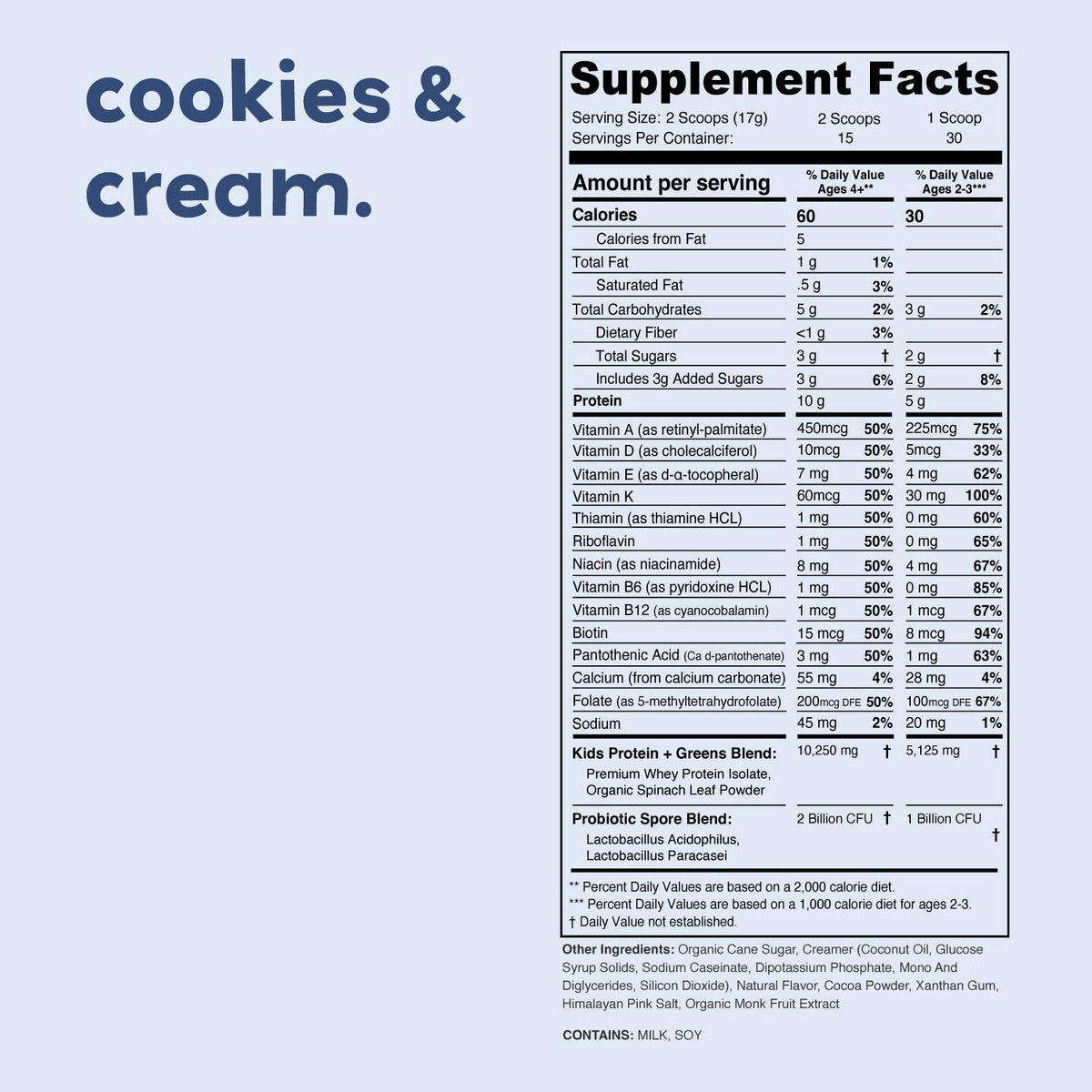 Nurished Cookies & Cream Mighty Milk - Kids All-in-One Daily Protein Powder