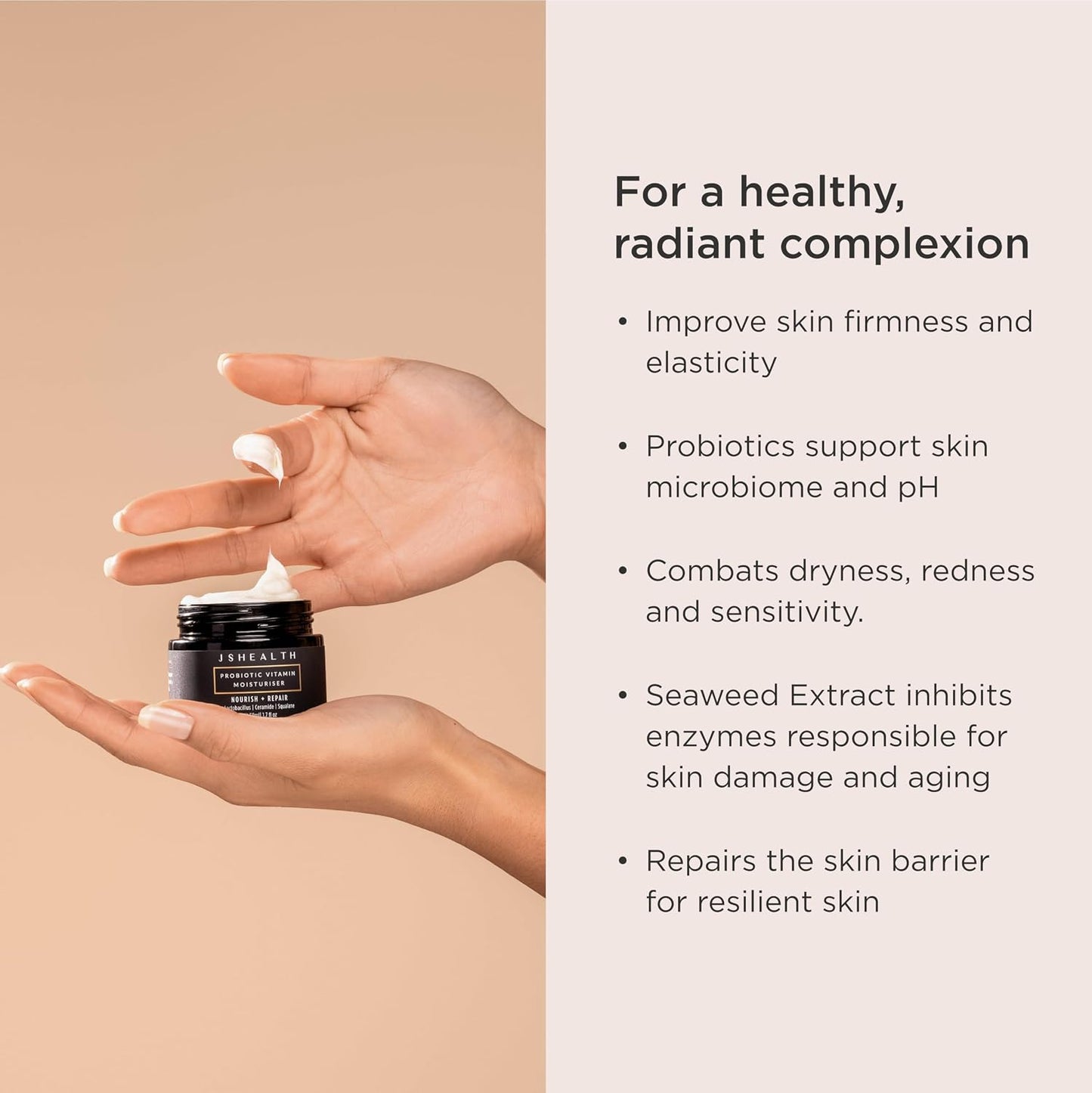 JSHealth Facial Moisturizer Gentle Face Hydrating Lotion for Women & Men | Ceramide Moisturizer Face Cream, Hydrating Face Lotion for Dry Skin with Probiotics