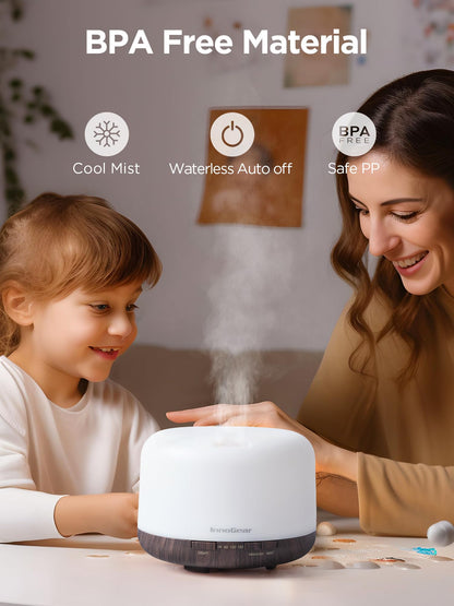 InnoGear 500ml Essential Oil Diffuser with Remote Control, Premium Ultrasonic Aromatherapy