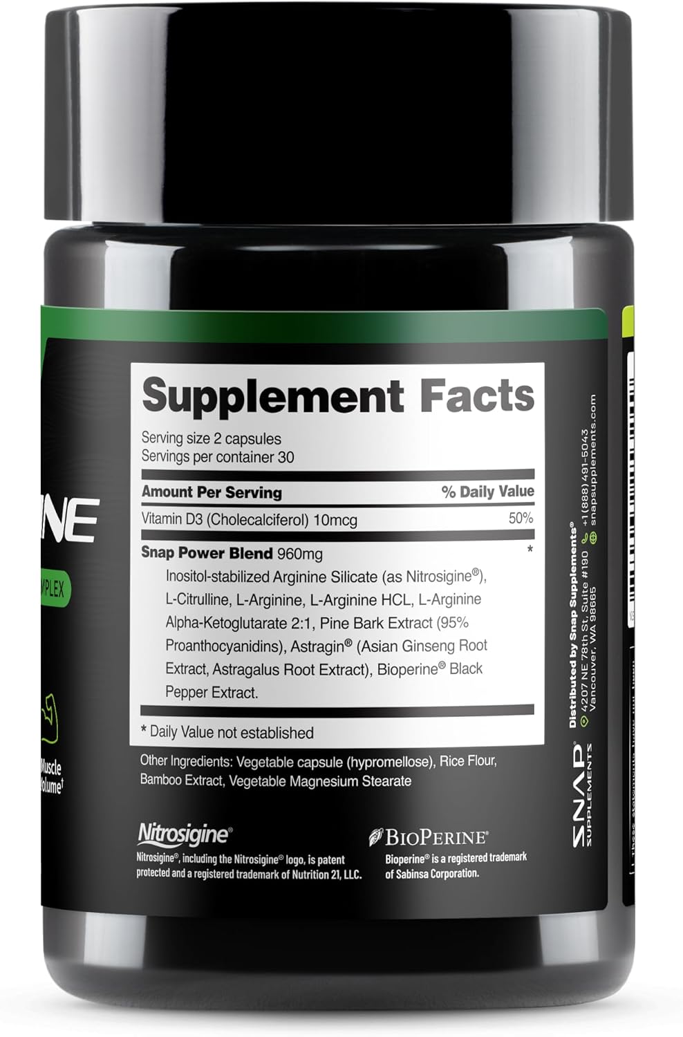 Snap Supplements L-Arginine, L-Citrulline & 3 Forms of L-Arginine, 60 Count | Support Healthy Circulation, Nitric Oxide & Exercise Performance, Vegan, Gluten-Free, Non-GMO, 30-Day Supply