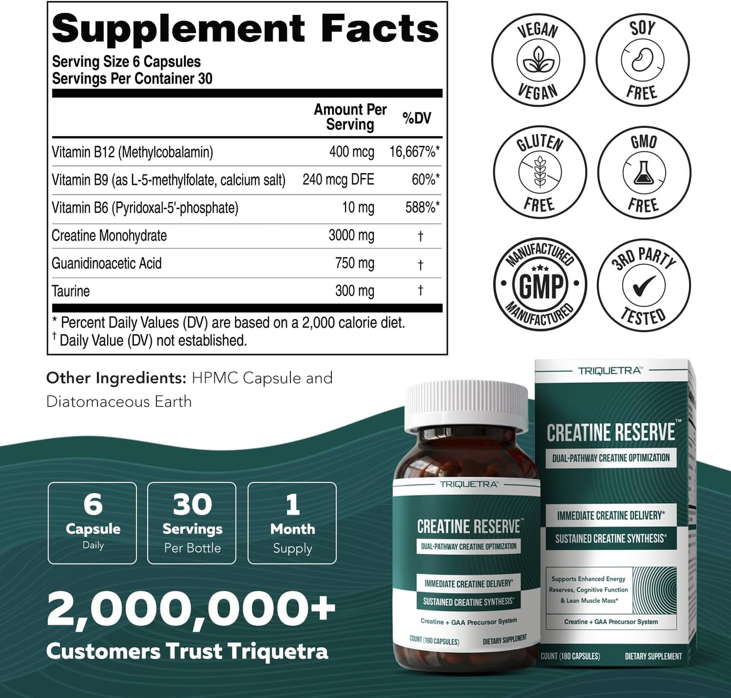 Creatine Reserve™ - Creatine Monohydrate Plus GAA for Mind, Muscle & Energy Support - Dual Pathway Delivery Creatine Supplement for Women & Men - Active B Vitamins & Taurine, Non-GMO (1 month supply)