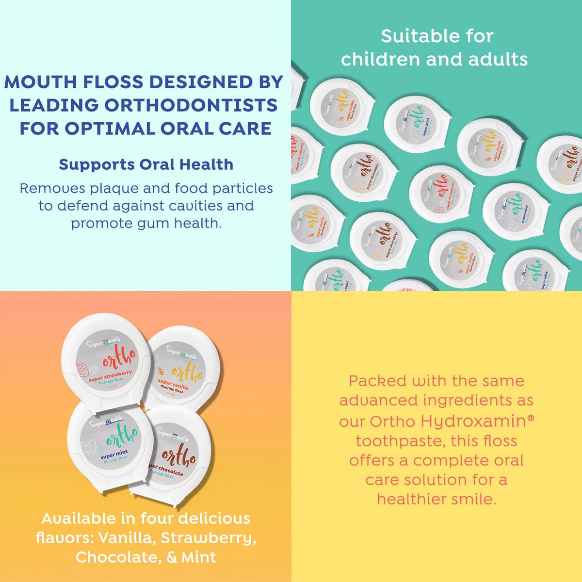 SuperMouth Ortho Floss Threader for Braces, Bridges & Implants, Vanilla