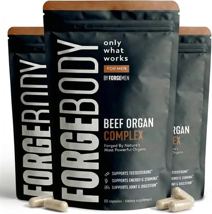 Forgebody Beef Liver & Organ Complex, Grass-Fed 5-Organ Supplement, 1 Month | Grass-fed beef liver, heart, bone marrow, pancreas, testicles, freeze-dried, non-GMO, ancestral nose-to-tail nutrition