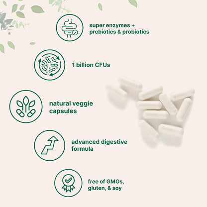 Micro Ingredients Super Enzymes with Prebiotics & Probiotics, 240 Veggie Capsules | Digestive Enzymes for Women & Men | Probiotic, Bromelain, Psyllium Husk & More | Immune & Gut Health Support*
