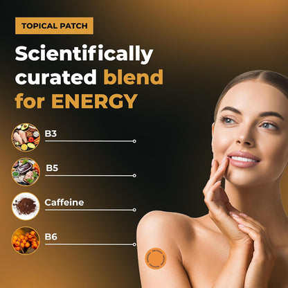 Energy Patches with B12-9-in-1 Biotin, Thiamine & B-Vitamin Complex | Natural Caffeine For Women & Men, Energy & Focus, 60 Day Supply