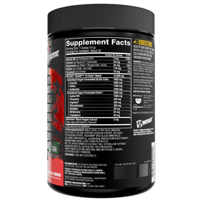 Mutant GEAAR - 9.4g of EAA Powder + Arginine, 7g BCAAs, 4g Leucine, Electrolytes, Coconut Water, 30 Servings - Fruit Punch