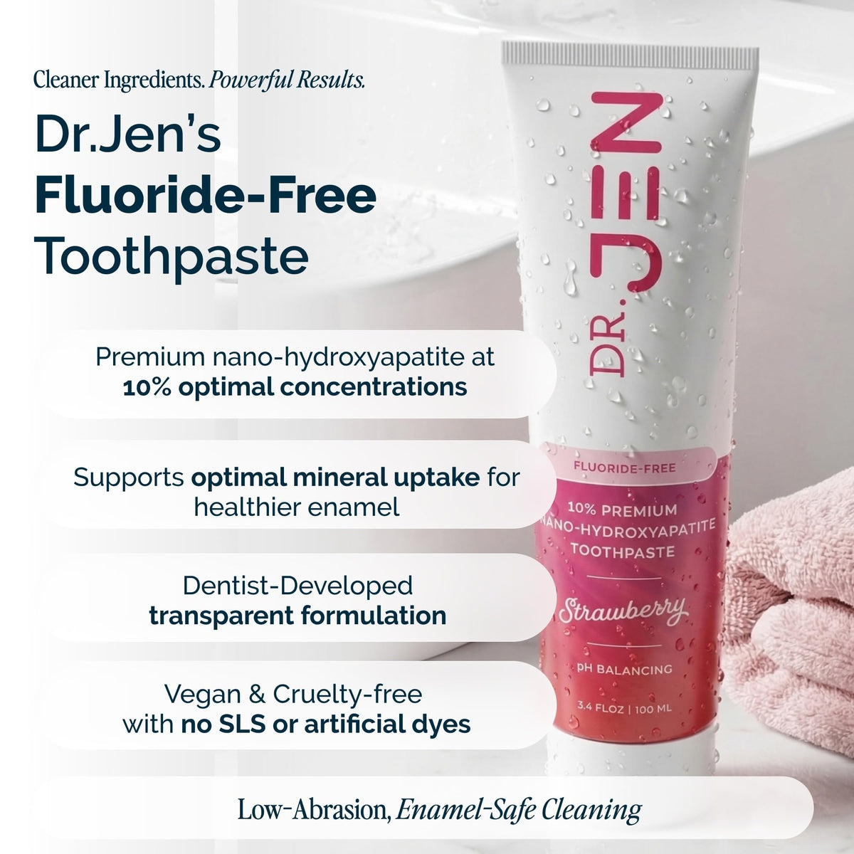 Dr. Jen Fluoride Free Toothpaste with 10% Premium Nano Hydroxyapatite