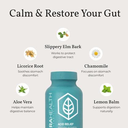 Terra Health Essentials Acid Balance & Digestive Support Bundle - Plant Based Acid Relief Supplement with Slippery Elm, DGL Licorice - Reflux Inhibitor Digestive Support with Pepsin, Betaine HCL