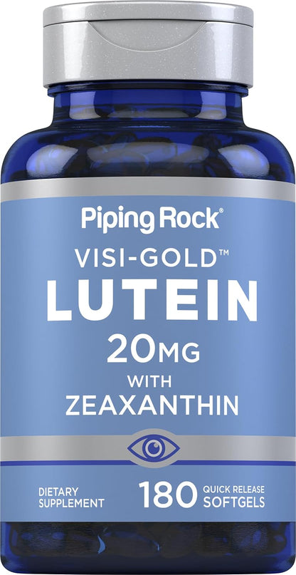 Piping Rock Lutein and Zeaxanthin Supplement | 20mg | 180 Softgels | from Marigold Extract | Non-GMO, Gluten Free