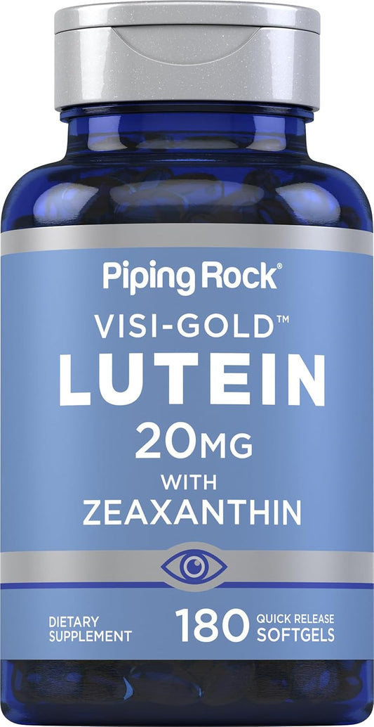 Piping Rock Lutein and Zeaxanthin Supplement | 20mg | 180 Softgels | from Marigold Extract | Non-GMO, Gluten Free