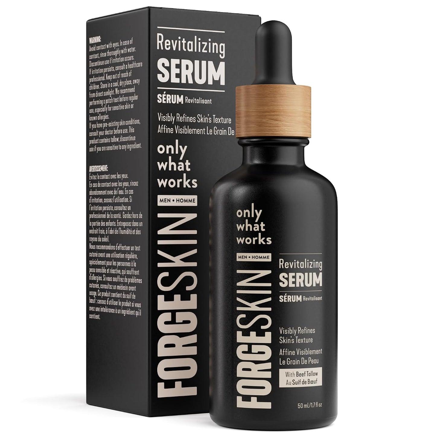 FORGE SKIN Night Beef Tallow Serum for Men [TALLOW-BASED] - Facial Essence for Face Wrinkles with Essential Oils - Natural Green Tea Skincare for Radiance and Skin Hydration (1.7 OZ)