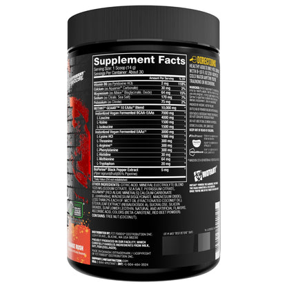 Mutant GEAAR - 9.4g of EAA Powder + Arginine, 7g BCAAs, 4g Leucine, Electrolytes, Coconut Water, 30 Servings - Fruit Punch