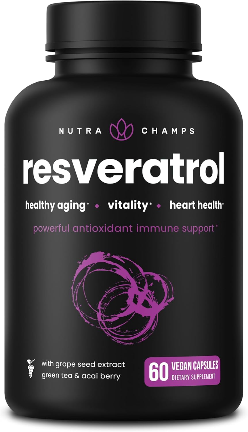 Resveratrol Complex – 1,200 mg Trans-Resveratrol with Grape Seed, Green Tea & Acai Berry – Rich in Polyphenols & Antioxidants - Support for Healthy Aging, Heart Health & Vitality – 60 Vegan Capsules