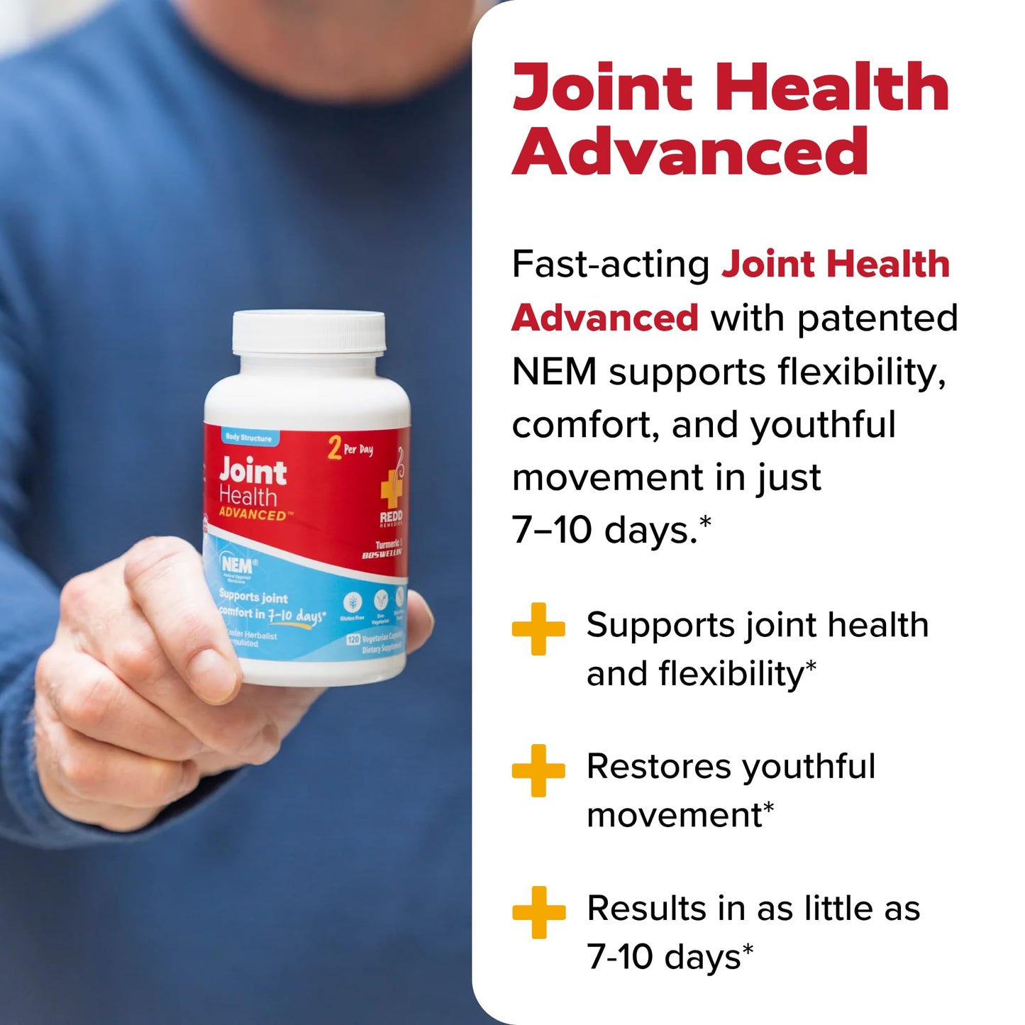 Redd Remedies, Joint Health Advanced, Helps Strengthen Connective Tissue and Cartilage, Fast-Acting Comfort with Boswellia Serrata and Turmeric, 120 Vegetarian Capsules