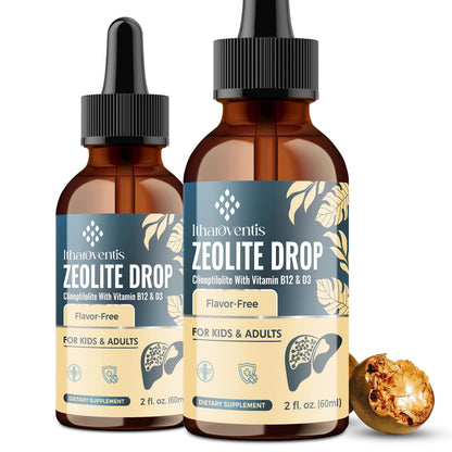 Itharoventis Liquid Zeolite Drops, Sugar Free, Monk Fruit, 2 Fl Oz | Clinoptilolite liquid formula with methyl vitamin B12 and vitamin D3