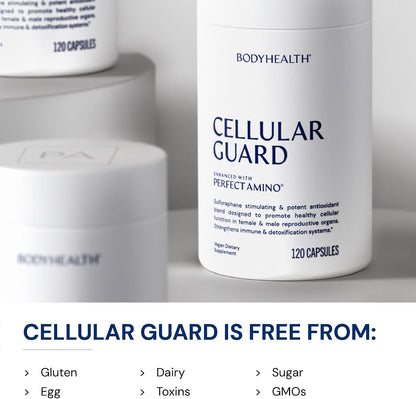 BodyHealth Cellular Guard - 100mg Vitamin C, 80mg Calcium | Sulforaphane Activation & Antioxidant Support | Promotes Cellular Health, Immune Resilience & Detox Pathways - 120 Capsules