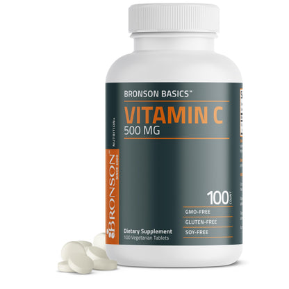 Bronson Vitamin C 500 mg Immune & Antioxidant Support, Non-GMO, 250 Tablets | Daily Vitamin C Replenishment, Vegetarian Formula, Gluten-Free & Soy-Free