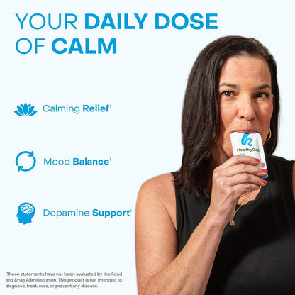 Healthycell Calm Mood Daily Liquid Supplement - Stress & Cortisol Support | 30 Gel Packs with Ashwagandha, L-Theanine, Magnesium, 5-HTP, GABA & Saffron - Calms Mood, Stress Relief & Cortisol Balance