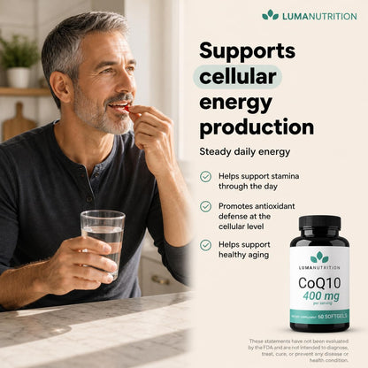 Luma Nutrition CoQ10 400mg Softgel Supplement - 60 Liquid Softgels