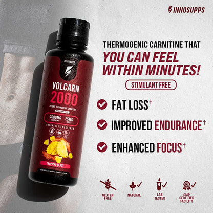InnoSupps Volcarn 2000 - Advanced Fat Burning Liquid | L-Carnitine,GBEEC, Boost Energy