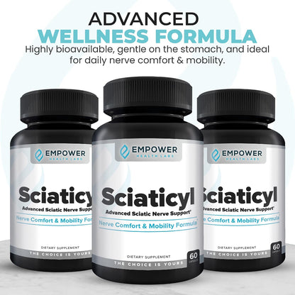 Sciaticyl – Nerve Support Supplement with B1, B6, B12, Magnesium, NAC, ALC & Alpha Lipoic Acid – Supports Nerve Function, Mobility, Comfort & Circulation – 60 Capsules