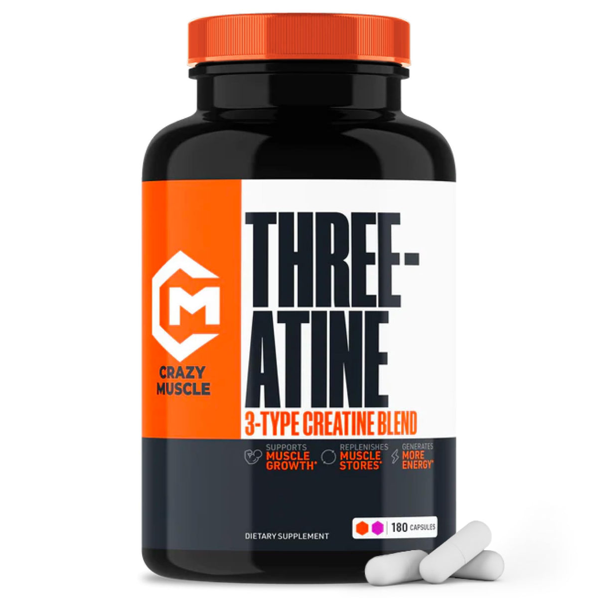 Creatine Capsules - 5g of Premium 3X ThreeAtine Pre Workout Bulk Muscle Mass Gainer 