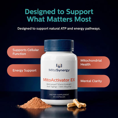 MitoActivator EX - BioCopper1 Cu1 (Cunermuspir) 0.5mg Extra Strength Bioavailable Copper - Mitochondrial NAD+ ATP Booster, Anti-Aging, Anti-Graying, Tick Immune Support