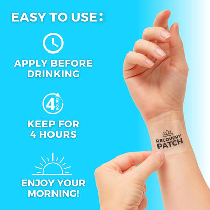 Party Treats Recovery Patches 28 Pack - Wake Up Refreshed & Energized | 100% Natural Ingredients Patch, Individually Wrapped, Skin-Friendly & Waterproof, Enhanced Morning Formula