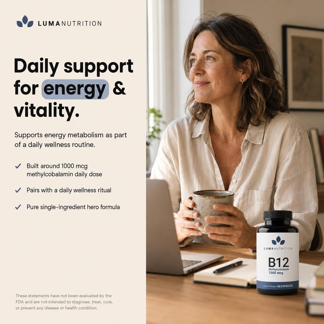 Luma Nutrition Vitamin B12 Methylcobalamin 1000 mcg - 60 Capsules