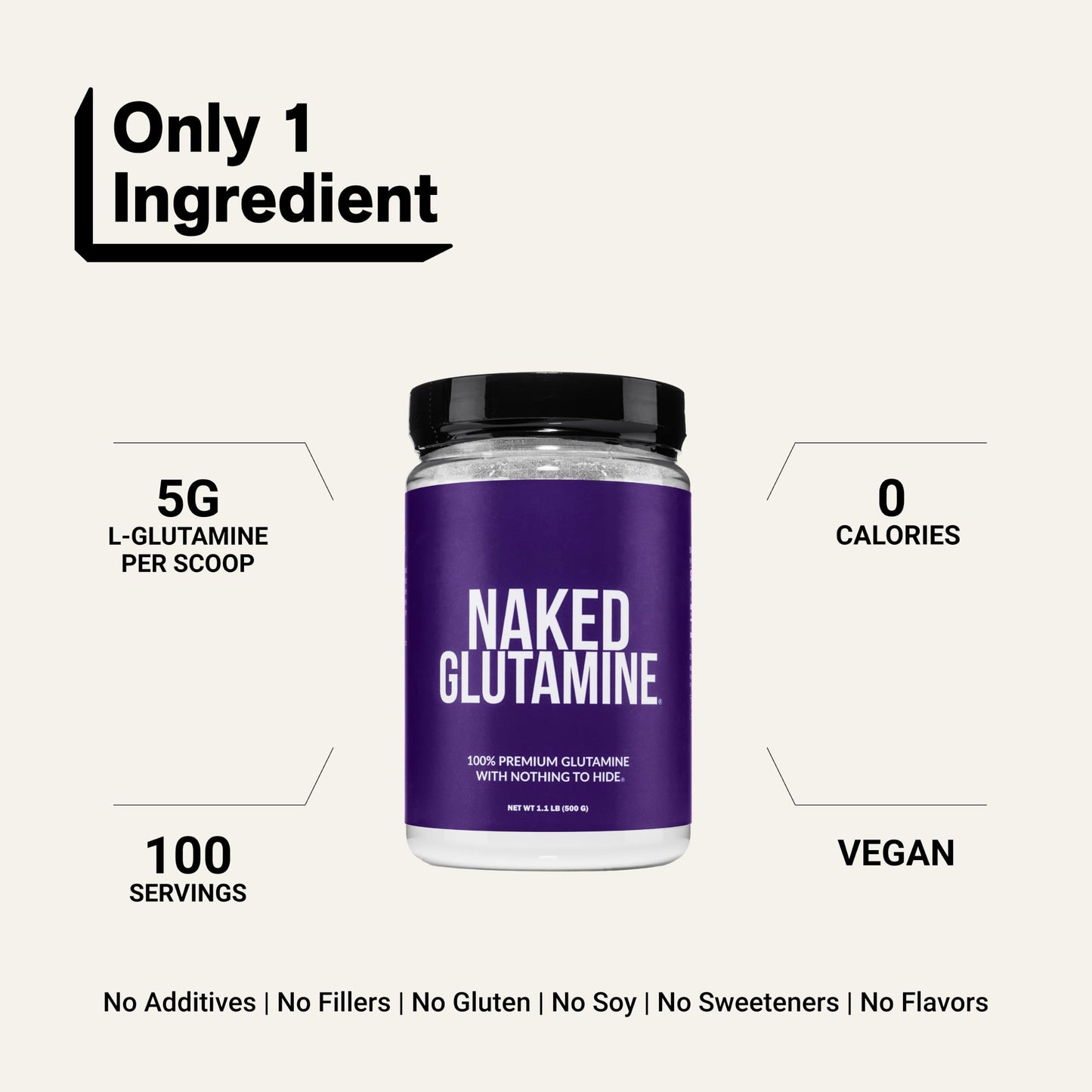 Pure L-Glutamine Made in the USA - 200 Servings - 1,000g, 2.2lb Bulk, Vegan, Non-GMO, Gluten and Soy Free. Minimize Muscle Breakdown & Improve Protein Synthesis. No Additives