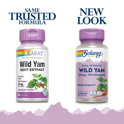 SOLARAY Guaranteed Potency Wild Yam Root Extract Root Extract, Veg Cap (Btl-Plastic) 275mg | 60ct